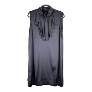 New York & Company Silky Satin High Mock Neck Shift Dress Womens XL Quiet Luxury